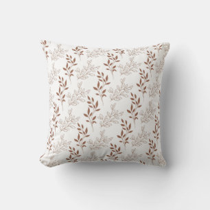 Brown Red Retro Vintage Leaf Pattern  Cushion