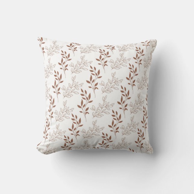Brown Red Retro Vintage Leaf Pattern  Cushion (Front)