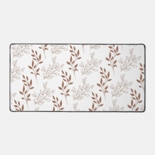 Brown Red Retro Vintage Leaf Pattern  Desk Mat