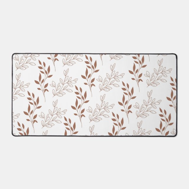 Brown Red Retro Vintage Leaf Pattern  Desk Mat (Front)