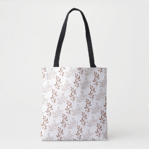 Brown Red Retro Vintage Leaf Pattern Tote Bag