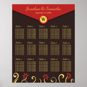 Brown Red Yellow Swirls Table Seating Chart 15