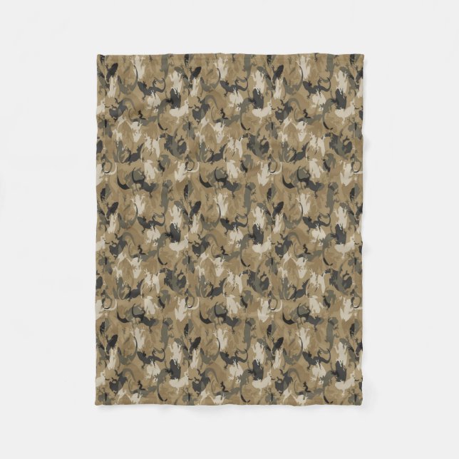 Brown Reptile Camouflage Fleece Blanket (Front)