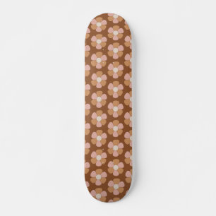 Brown Retro 70s Neutral Flowers  Skateboard