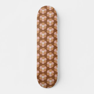 Brown Retro 70s Neutral Flowers Skateboard