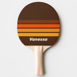 Brown Retro Across Striping with Name Ping Pong Paddle