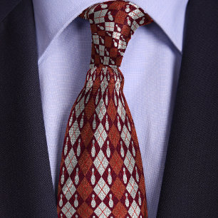 Brown Retro Argyle Bowling Pin Tie