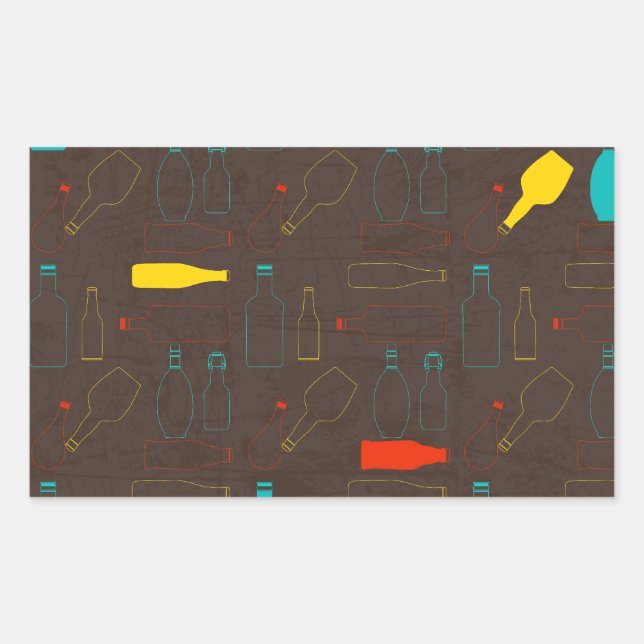 brown retro bottle pattern.jpg rectangular sticker (Front)