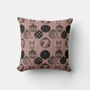 Brown , Retro , Christmas pattern , new year Cushion