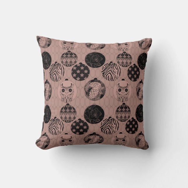 Brown , Retro , Christmas pattern , new year Cushion (Front)