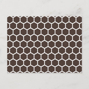 Brown Retro Colorful Modern Honeycomb Pattern Postcard