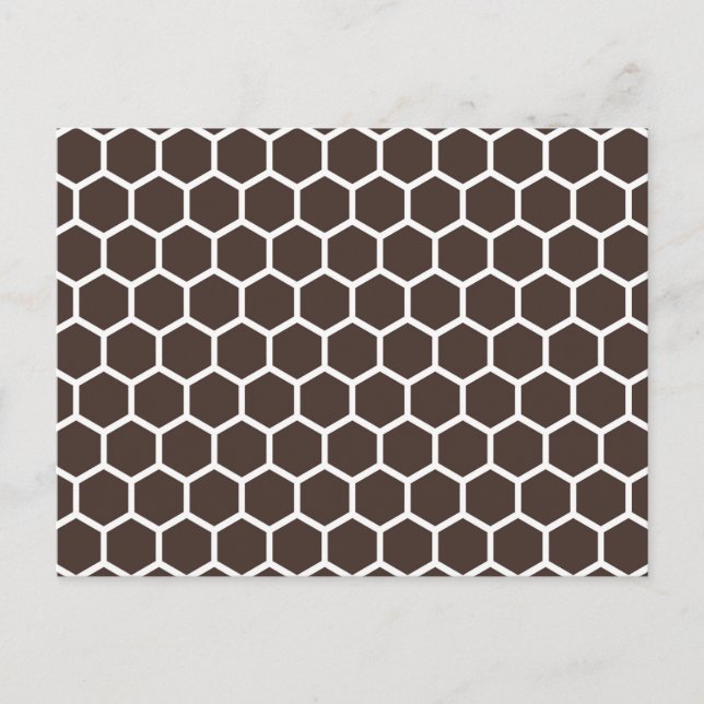 Brown Retro Colorful Modern Honeycomb Pattern Postcard (Front)