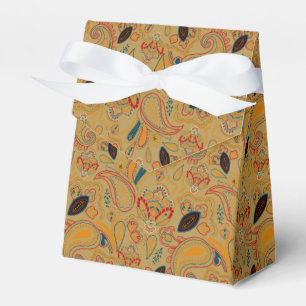 brown retro ethnic vintage paisley floral pattern favour box