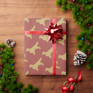 Brown Retro Golden retriever Wrapping Paper