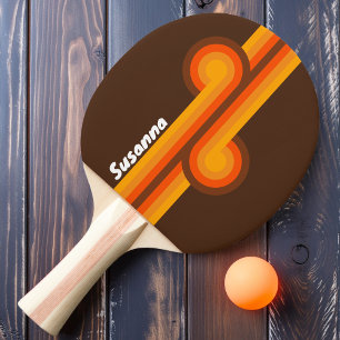 Brown Retro Looping with Name Ping Pong Paddle