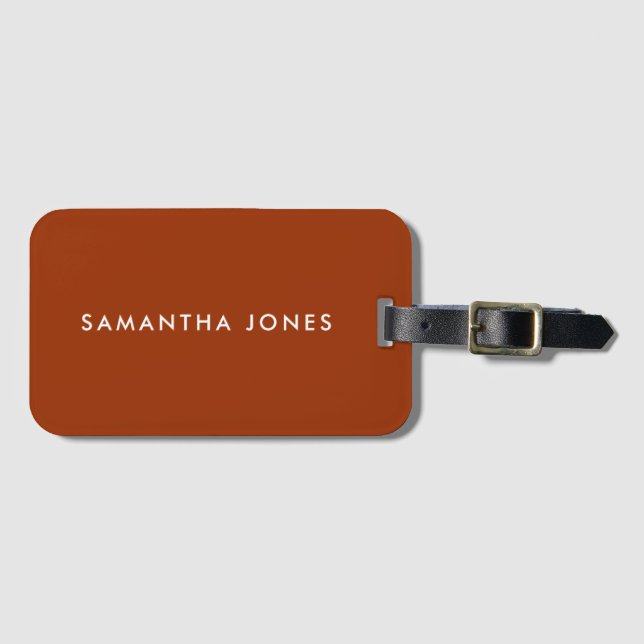Brown Retro Minimalist Modern Luggage Tag (Front Horizontal)