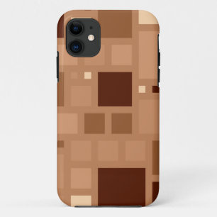 Brown Retro Modern Squares Pattern iPhone 11 Case