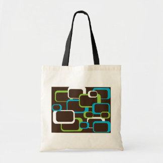 brown retro squares tote bag
