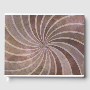 Brown Retro Sunburst Pattern Guest Book