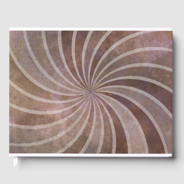 Brown Retro Sunburst Pattern Guest Book (Front)