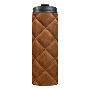 Brown rhombuses leather background thermal tumbler