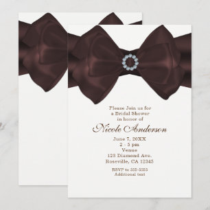 Brown Ribbon & Diamonds Bridal Shower Invitations