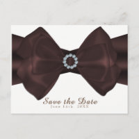 Brown Ribbon & Diamonds Elegant Glam Save the Date