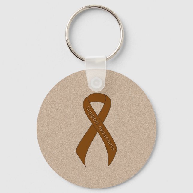 Brown Ribbon Support Awareness Key Ring (Front)