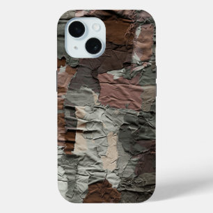 Brown Ripped Cargo Camo Pattern Mountain Cabin iPhone 15 Case
