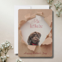 Brown Ripped Paper Dog Mum Mother's Day Card 