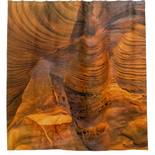 Brown rock formation shower curtain