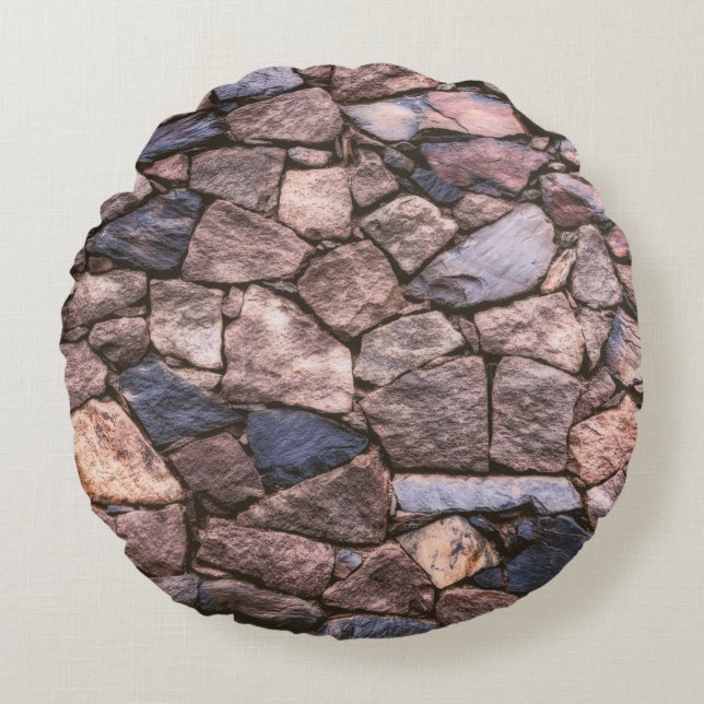 Brown rock wall round cushion (Front)