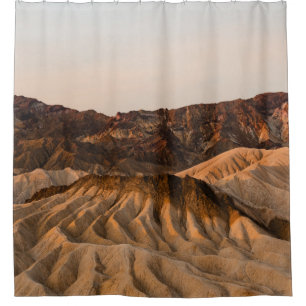 BROWN ROCKY MOUNTAIN UNDER BLUE SKY DURING DAYTIME SHOWER CURTAIN