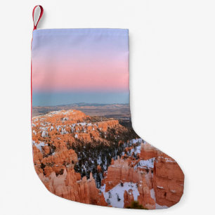 BROWN ROCKY MOUNTAIN UNDER BLUE SKY SMALL CHRISTMAS STOCKING