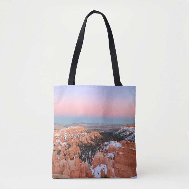 BROWN ROCKY MOUNTAIN UNDER BLUE SKY TOTE BAG (Front)