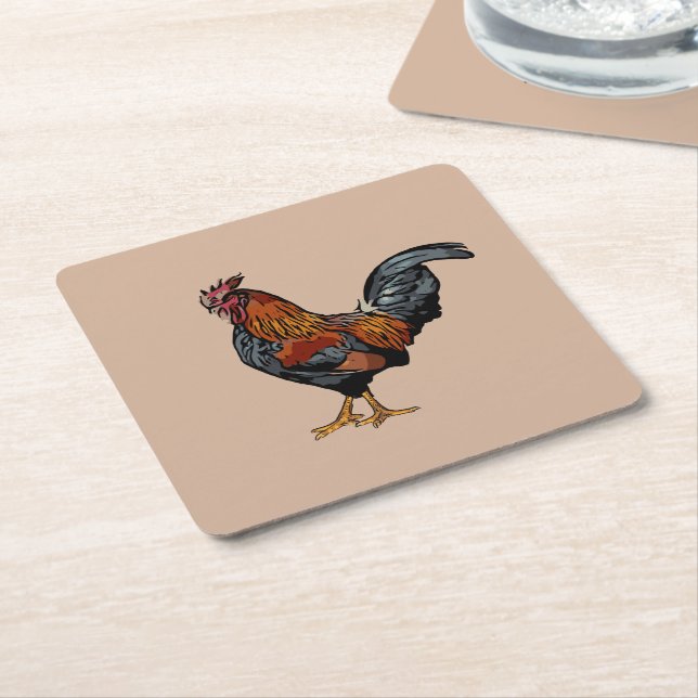 Brown Rooster Coaster (Angled)