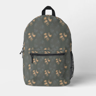 Brown roses on a grey background printed backpack