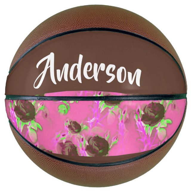 Brown roses on pink basketball (Front)