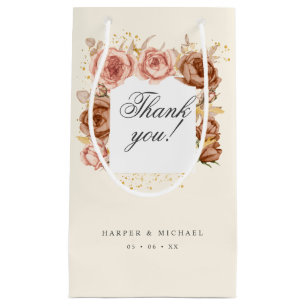 brown roses wedding thank you small gift bag