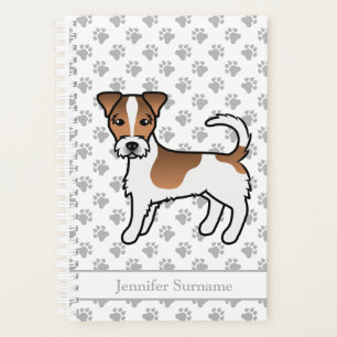Brown Rough Coat Jack Russell Terrier Dog & Name Planner