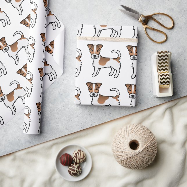 Brown Rough Coat Jack Russell Terrier Dog Pattern Wrapping Paper (Crafts)