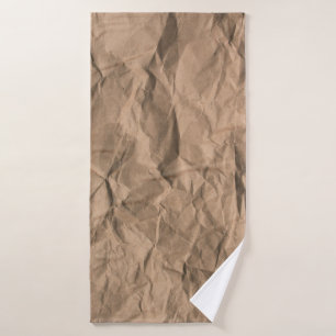 Brown rough crumpled recycled paper texture bath towel