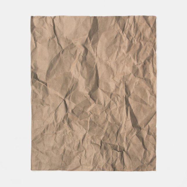 Brown rough crumpled recycled paper texture fleece blanket (Front)