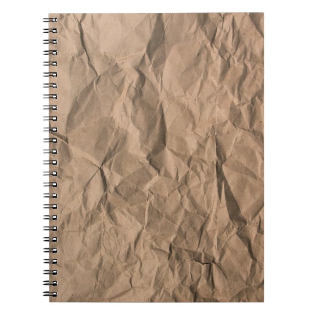 Brown rough crumpled recycled paper texture notebook (Front)