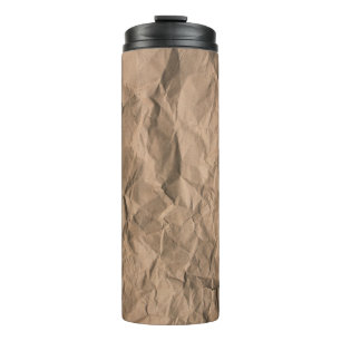 Brown rough crumpled recycled paper texture thermal tumbler