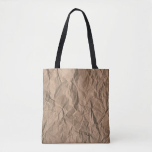 Brown rough crumpled recycled paper texture tote bag