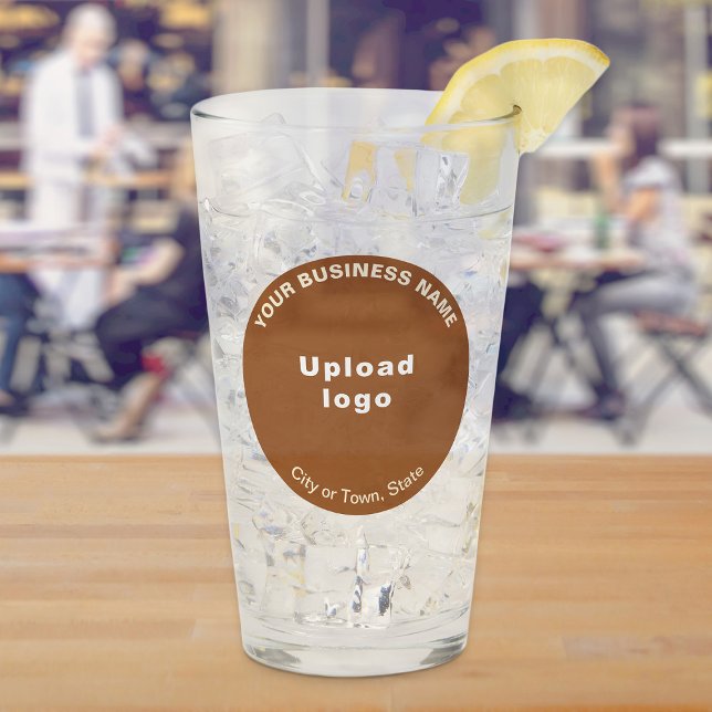Brown Round Shape Business Brand on Glass Cup (Build brand name awareness. Brown round business brand on glass cup.)