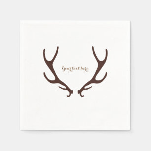 Brown Rustic Antlers Woodsy Wedding Party Napkin