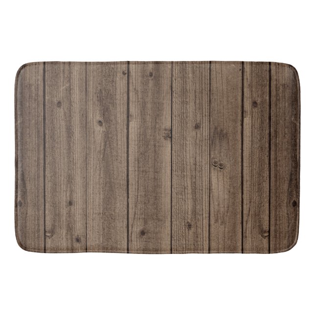 Brown Rustic Beautiful Wood Texture Bath Mat (Front)
