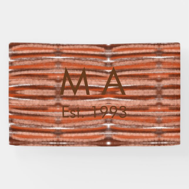 Brown rustic boho add name letter year date text banner (Horizontal)